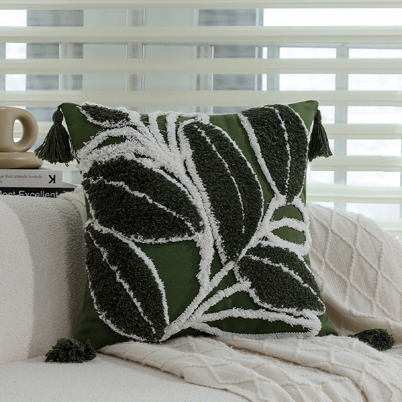 Modern Embroidered Cotton Linen Cushion Cover Decorative Throw Pillow Cover