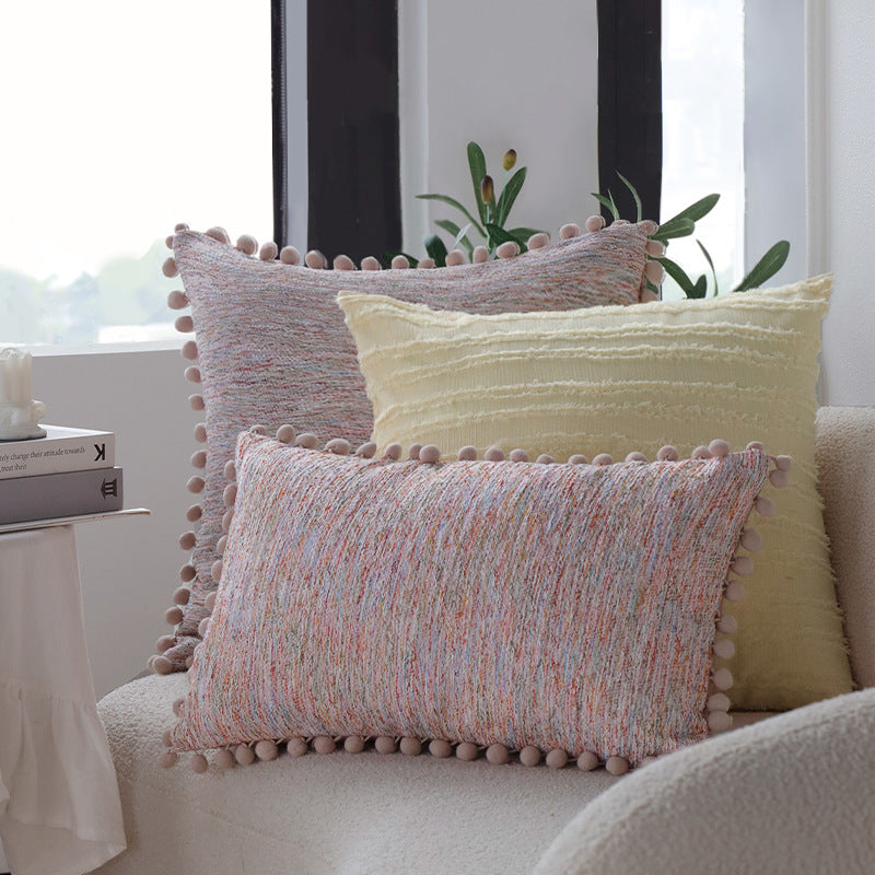 Modern Pom-Pom Edge Cushion Cover Decorative Throw Pillow Cover