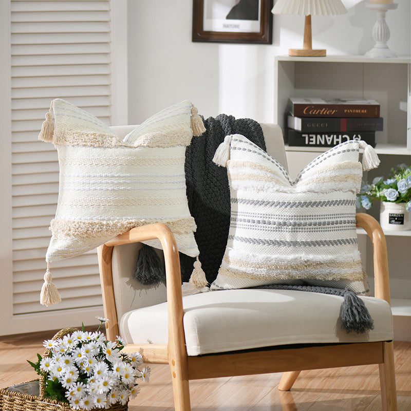 Modern Woven Tassel Cushion Cover Decorative Throw Pillow Cover for Sofa Living Room Bedroom
