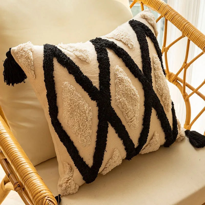 Modern Geometric Embroidered Cushion Cover Square Throw Pillow Cover for Sofa Living Room Bedroom
