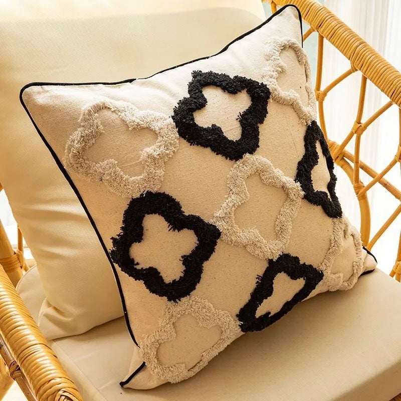 Modern Geometric Embroidered Cushion Cover Square Throw Pillow Cover for Sofa Living Room Bedroom