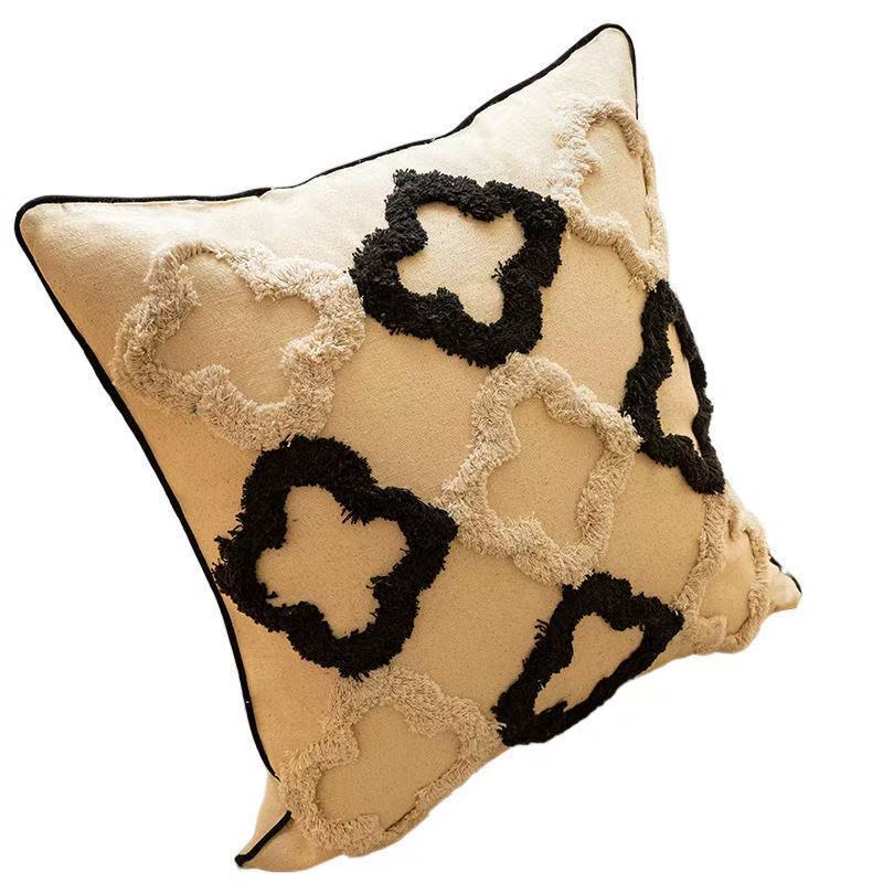 Modern Geometric Embroidered Cushion Cover Square Throw Pillow Cover for Sofa Living Room Bedroom