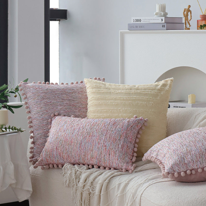 Modern Pom-Pom Edge Cushion Cover Decorative Throw Pillow Cover