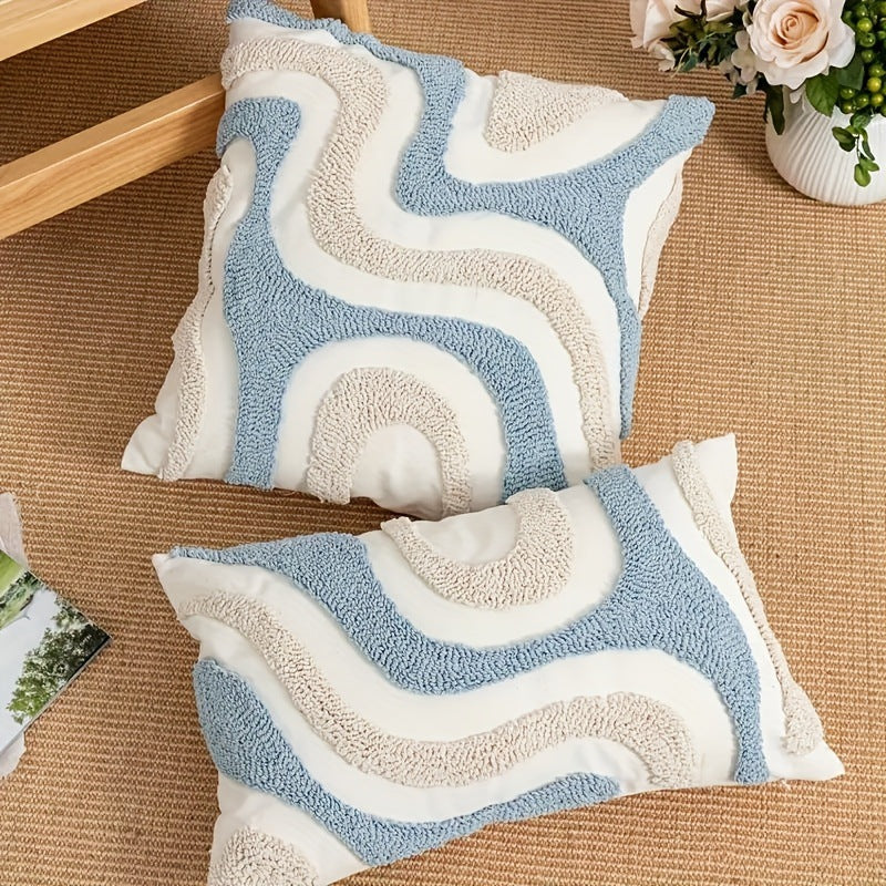 Modern Striped Decorative Cushion Cover Square Throw Pillow Cover for Sofa Living Room Bedroom