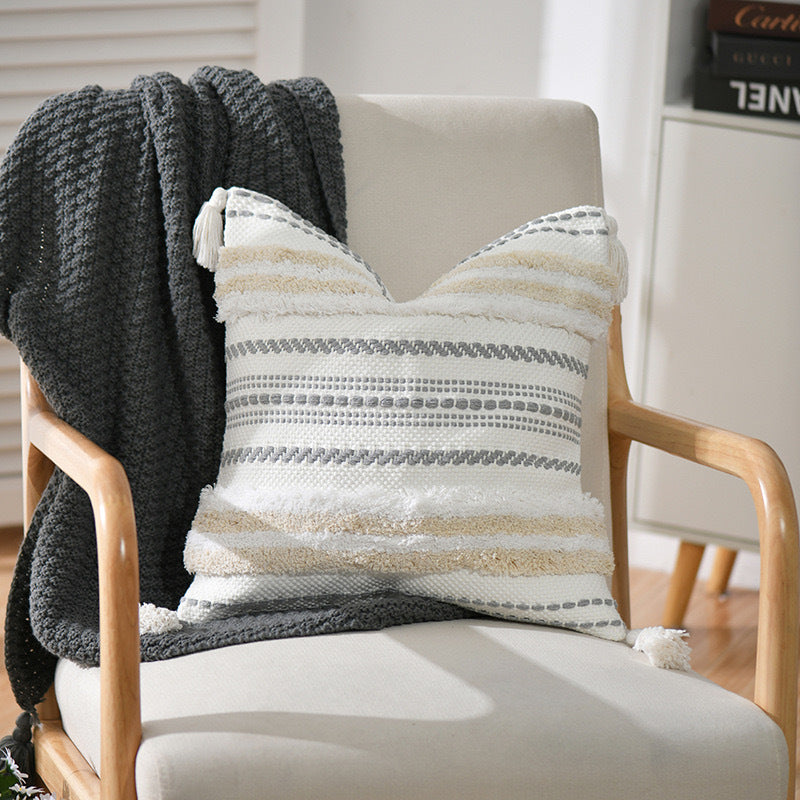 Modern Woven Tassel Cushion Cover Decorative Throw Pillow Cover for Sofa Living Room Bedroom