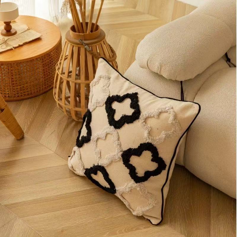 Modern Geometric Embroidered Cushion Cover Square Throw Pillow Cover for Sofa Living Room Bedroom