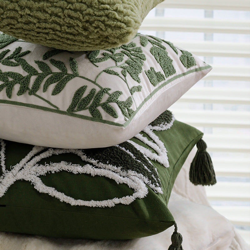Modern Embroidered Cotton Linen Cushion Cover Decorative Throw Pillow Cover