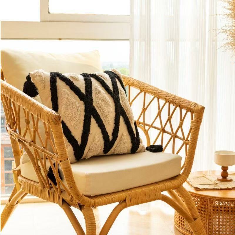 Modern Geometric Embroidered Cushion Cover Square Throw Pillow Cover for Sofa Living Room Bedroom